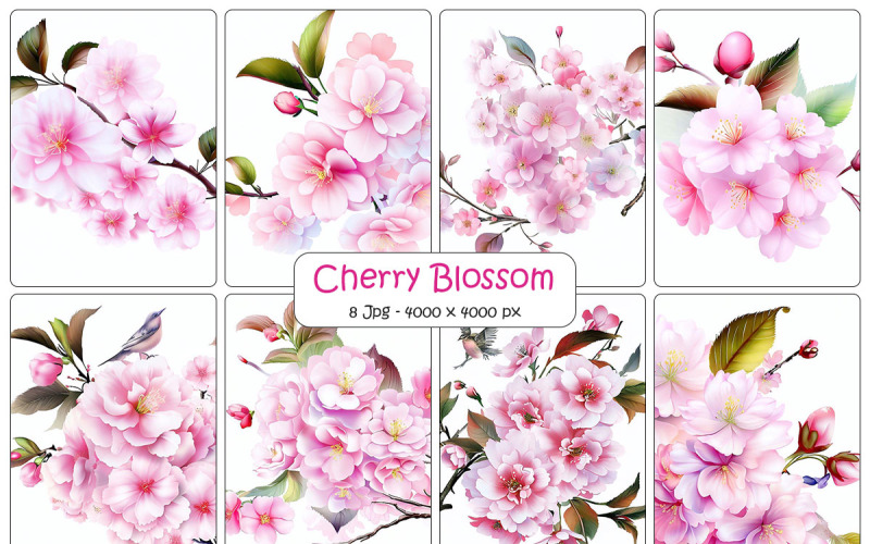 Realistic cherry blossom background, Beautiful japanese sakura branch pink flowers Background