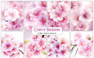 Realistic cherry blossom background, Beautiful japanese sakura branch with pink flowers