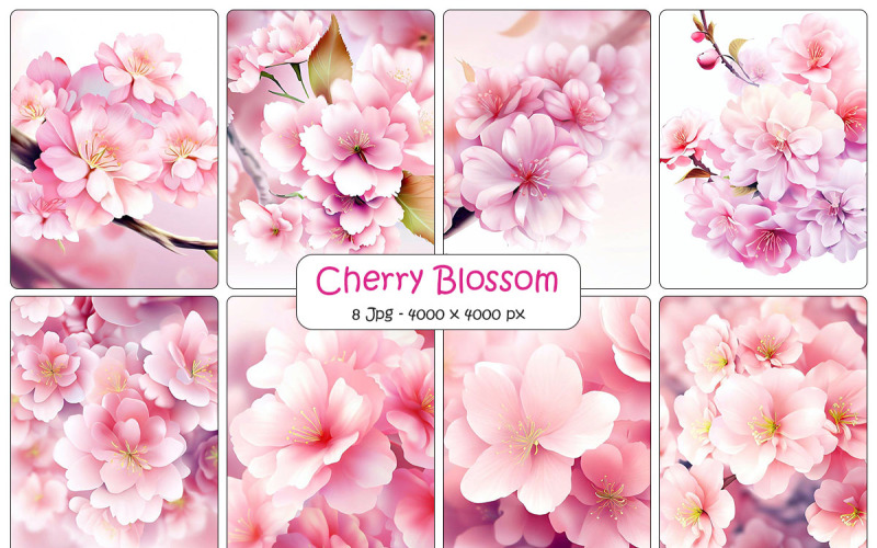 Realistic cherry blossom background, Beautiful japanese sakura pink cherry flowers Background
