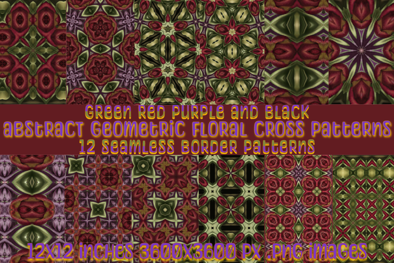 Bold Abstract Geometric Floral Cross Seamless Patterns