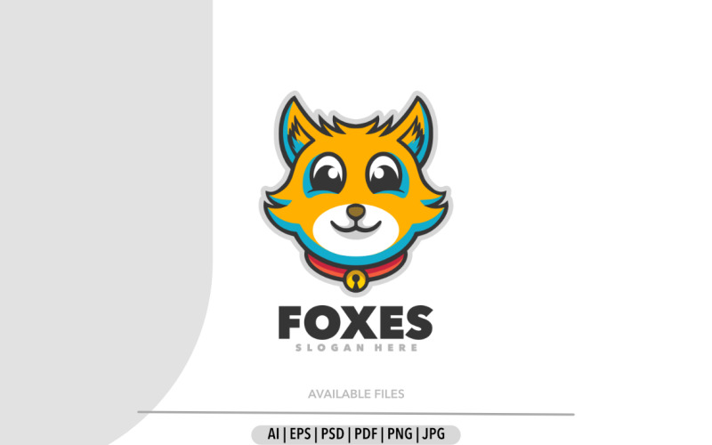 Foxes cartoon cute mascot logo Logo Template