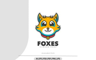 Foxes cartoon cute mascot logo