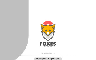 Foxes head mascot cartoon logo design
