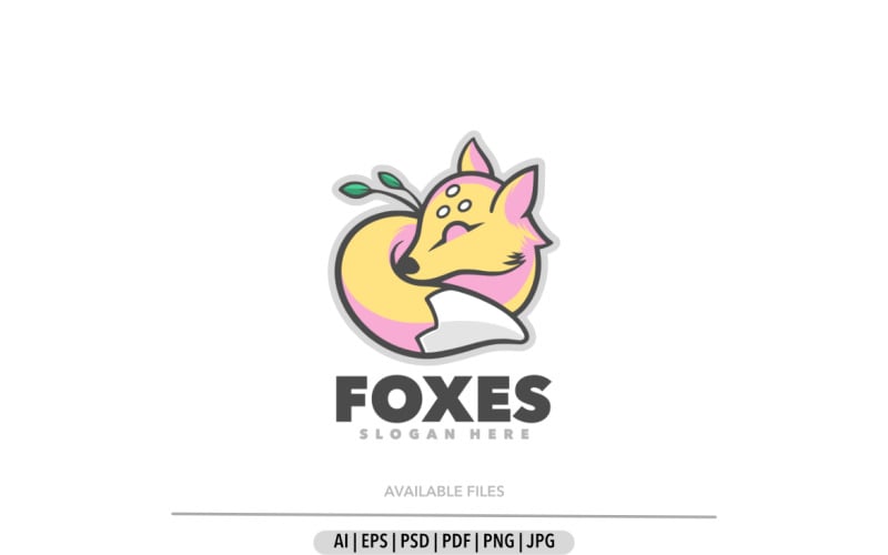 Foxes sleep mascot logo design Logo Template