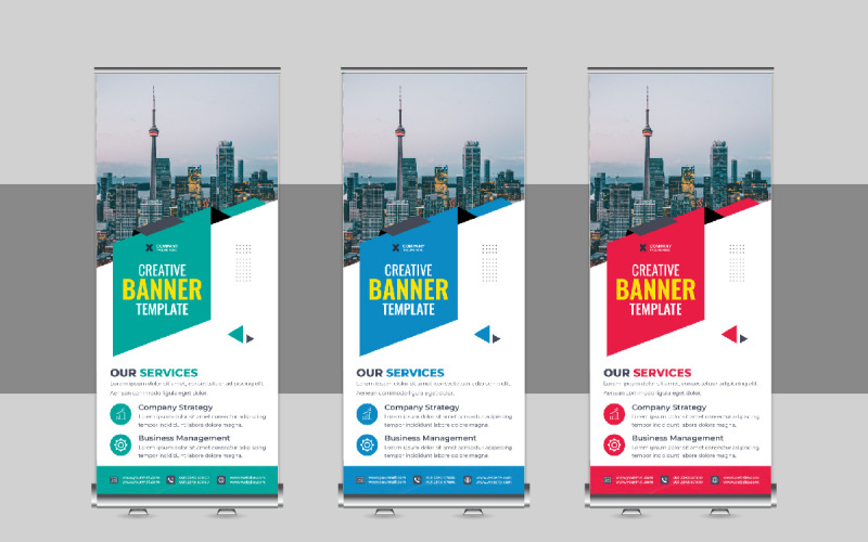 Corporate Roll Up Banner, X Banner, Standee, Pull Up Design Layout for Advertising Company Corporate Identity
