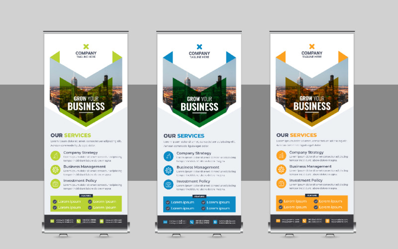 Corporate Roll Up Banner, X Banner, Standee, Pull Up Design Template Layout Corporate Identity