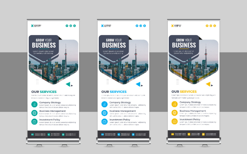 Corporate Roll Up Banner, X Banner, Standee, Pull Up Template Layout Corporate Identity