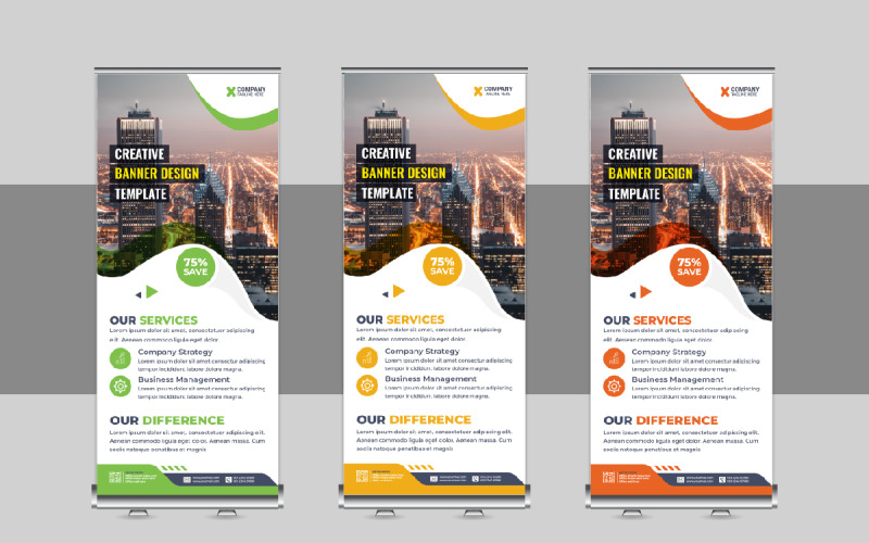 Creative Roll Up Banner, X Banner, Standee, Pull Up Template Design Layout Corporate Identity
