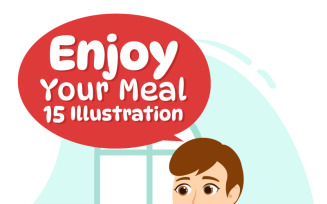 15 Enjoy Your Meal Vector Illustration