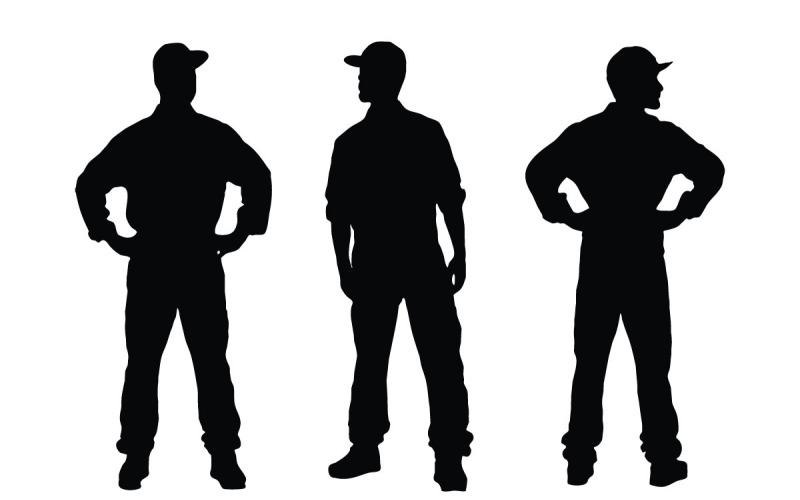 Male carpenter worker silhouette vector Illustration