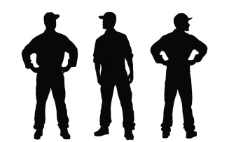 Male carpenter worker silhouette vector