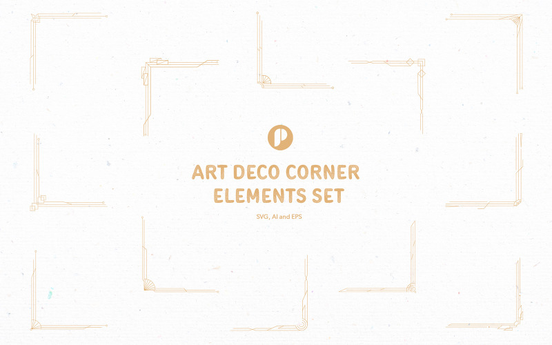 Minimalist Elegant Art Deco Corner Elements Set Illustration