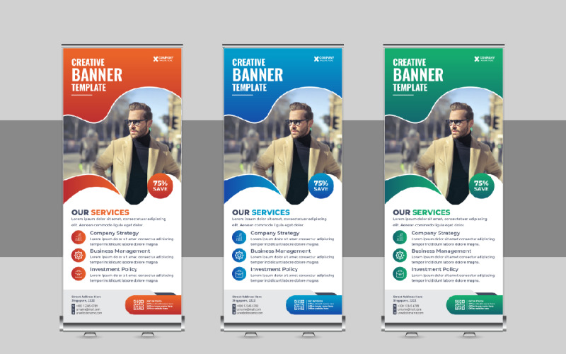 Modern Roll Up Banner, X Banner, Standee, Pull Up Design Layout for Advertising Agency Corporate Identity