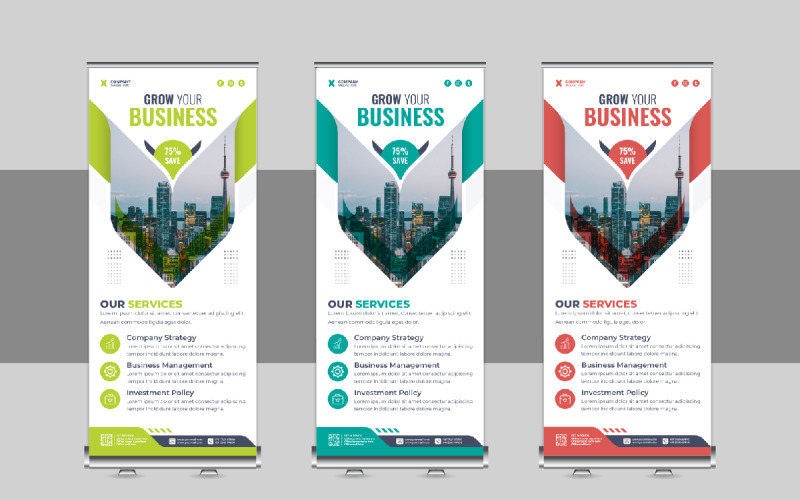 Modern Roll Up Banner, X Banner, Standee, Pull Up Design Layout Corporate Identity