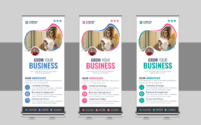Modern Roll Up Banner, X Banner, Standee, Pull Up Design Template Layout Corporate Identity