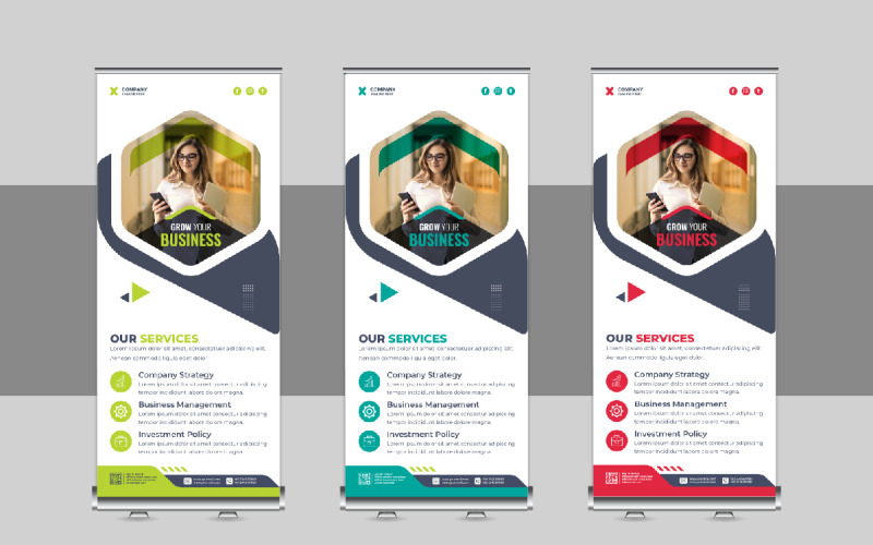 Modern Roll Up Banner, X Banner, Standee, Pull Up Design Template Corporate Identity