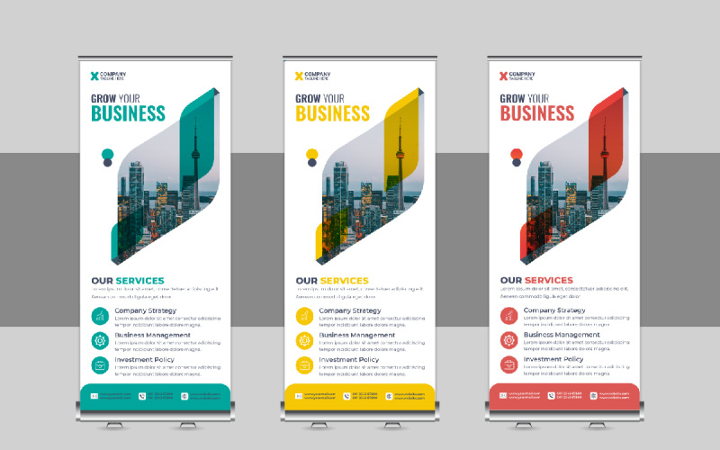 Modern Roll Up Banner, X Banner, Standee, Pull Up Template Design Layout Corporate Identity