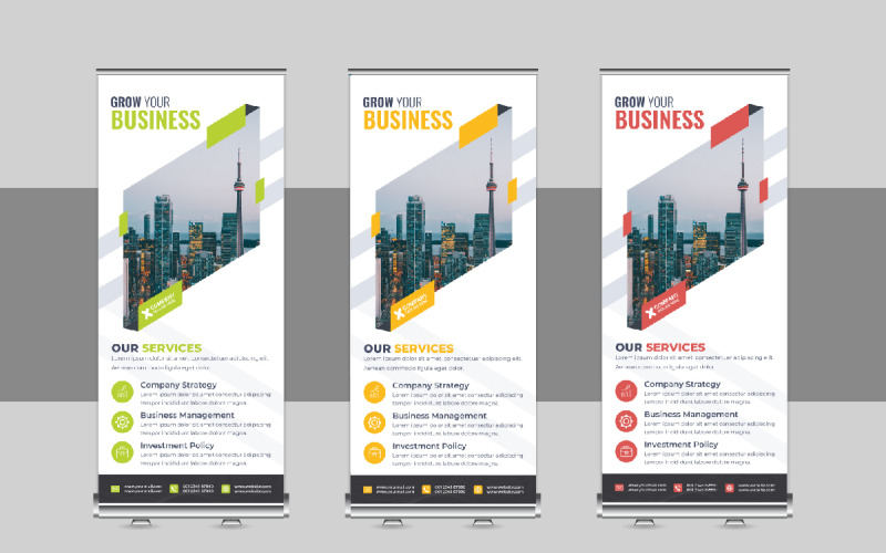 Modern Roll Up Banner, X Banner, Standee, Pull Up Template Layout Corporate Identity