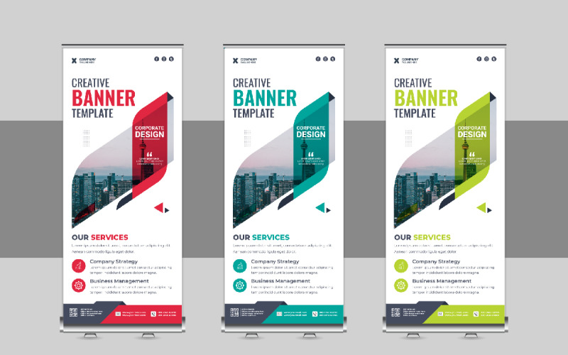 Modern Roll Up Banner, X Banner, Standee, Pull Up Template Corporate Identity