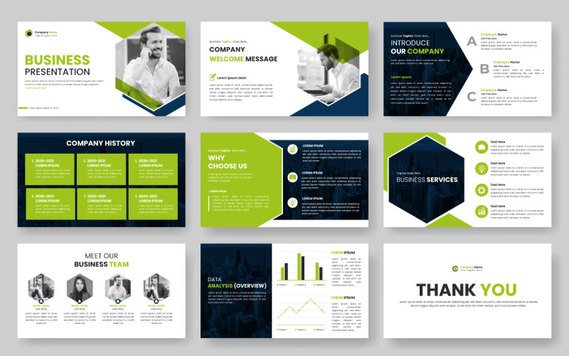 Business presentation slides template design. Use for modern presentation background idea Illustration
