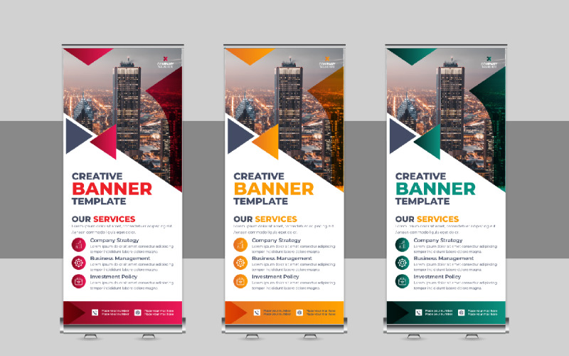 Business Roll Up Banner, X Banner, Standee, Pull Up Design Layout for Advertising Agency Corporate Identity