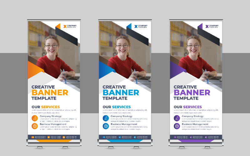 Business Roll Up Banner, X Banner, Standee, Pull Up Design Layout Corporate Identity