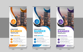 Business Roll Up Banner, X Banner, Standee, Pull Up Design Template Layout
