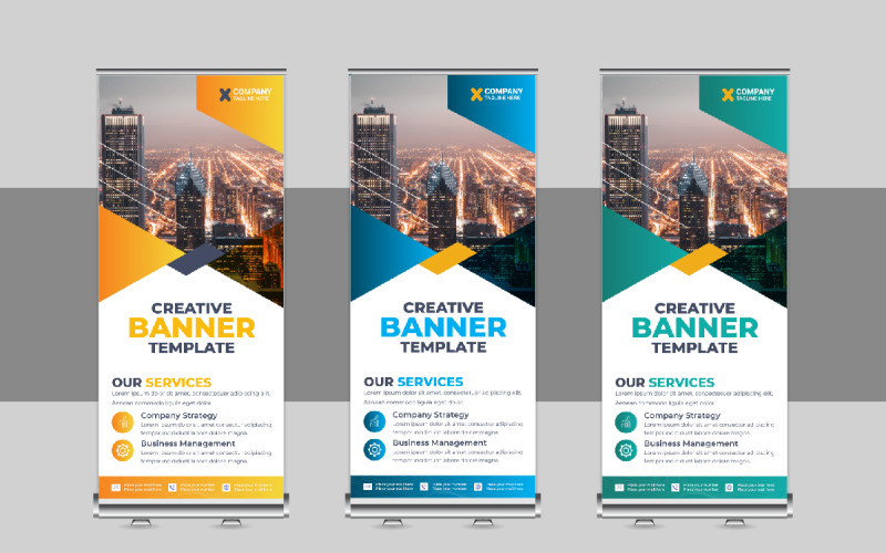 Business Roll Up Banner, X Banner, Standee, Pull Up Template Design Layout Corporate Identity