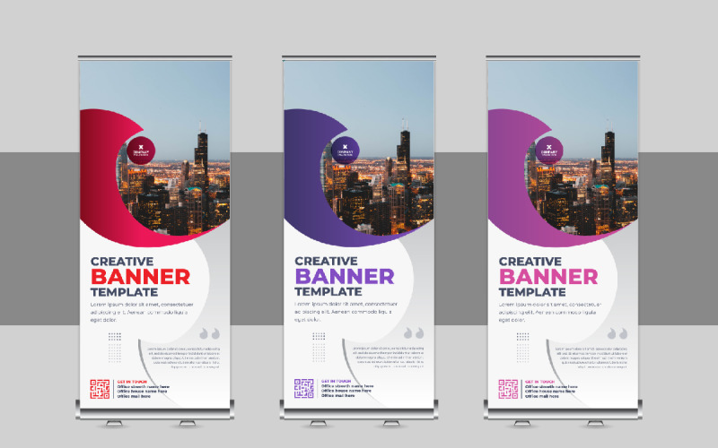 Business Roll Up Banner, X Banner, Standee, Pull Up Template Layout Corporate Identity