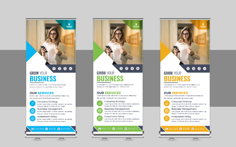Business Roll Up Banner, X Banner, Standee, Pull Up Template Corporate Identity