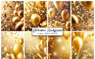 Celebration confetti balloons background