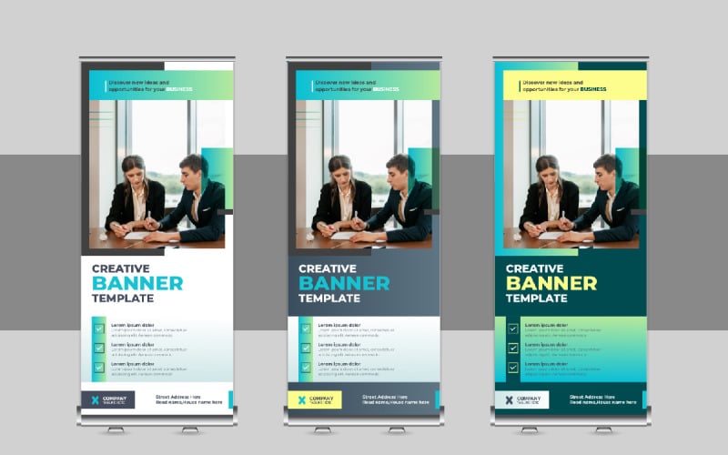 Corporate Roll Up Banner Design, X Banner, Standee, Pull Up Template Design Corporate Identity
