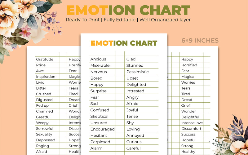 Emotion Chart Page Kdp Interior Planner