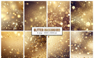 Gold Glitter Background Digital Papers, Bokeh lights sparkle gold glitter texture