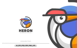 Heron bird mascot logo template design