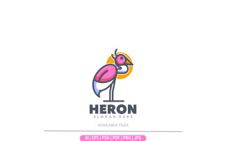 Heron outline logo template design illustration