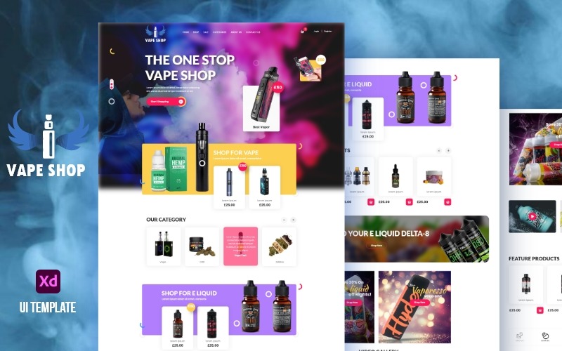Vape Shop - UI Adobe XD Top-selling Products UI Element