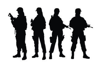 Anonymous female soldiers silhouette
