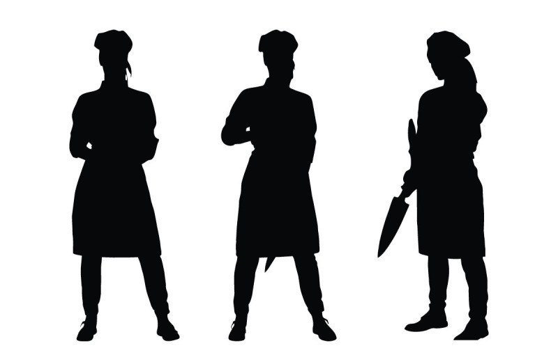 Butcher girl silhouette set vector Illustration