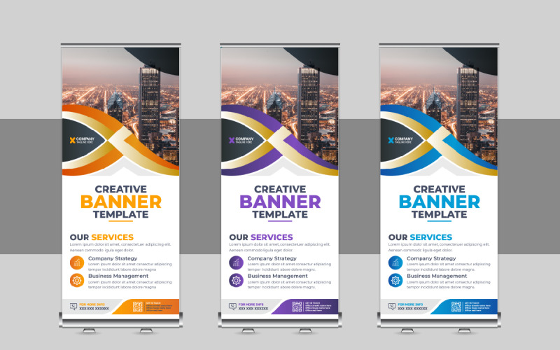 Corporate Roll Up Banner Design, X Banner, Standee, Pull Up Design Layout for Advertising Agency Corporate Identity