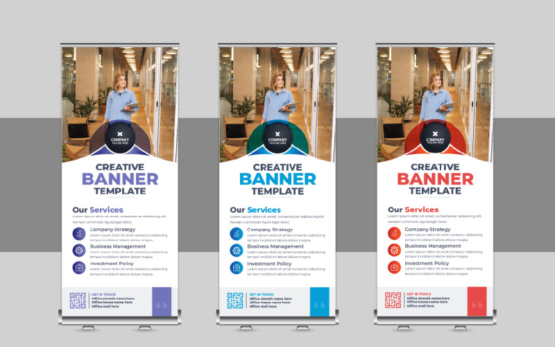 Corporate Roll Up Banner Design, X Banner, Standee, Pull Up Design Layout for Advertising Company Corporate Identity