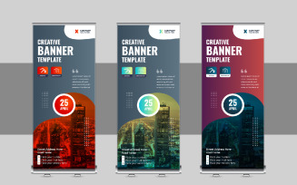 Corporate Roll Up Banner Design, X Banner, Standee, Pull Up Design Template