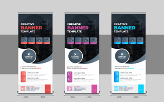 Corporate Roll Up Banner Design, X Banner, Standee, Pull Up Template Layout