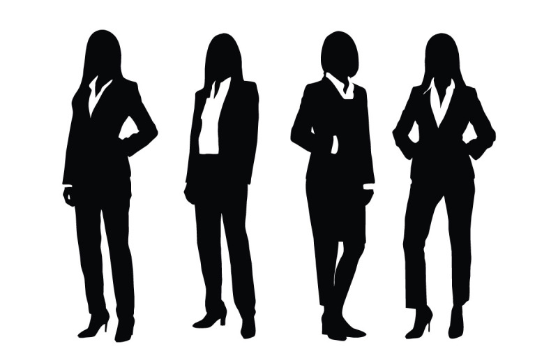 Female lawyer silhouette set vector Illustration