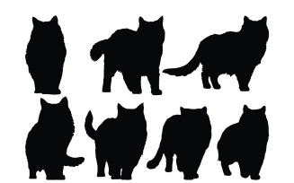 Furry feline silhouette bundle vector