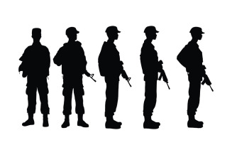 Infantry soldiers silhouette set vector