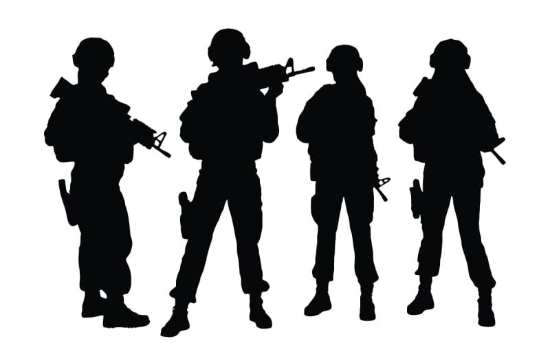 Military girl silhouette set collection Illustration