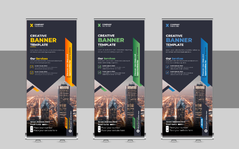 Modern Roll Up Banner Design, X Banner, Standee, Pull Up Design Layout Corporate Identity