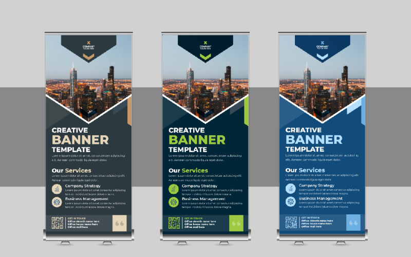 Modern Roll Up Banner Design, X Banner, Standee, Pull Up Template Layout Corporate Identity