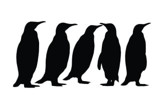 Penguins silhouette collection vector